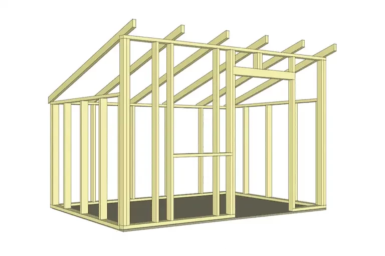 wall frame layout for 10x12 custom lean to shed