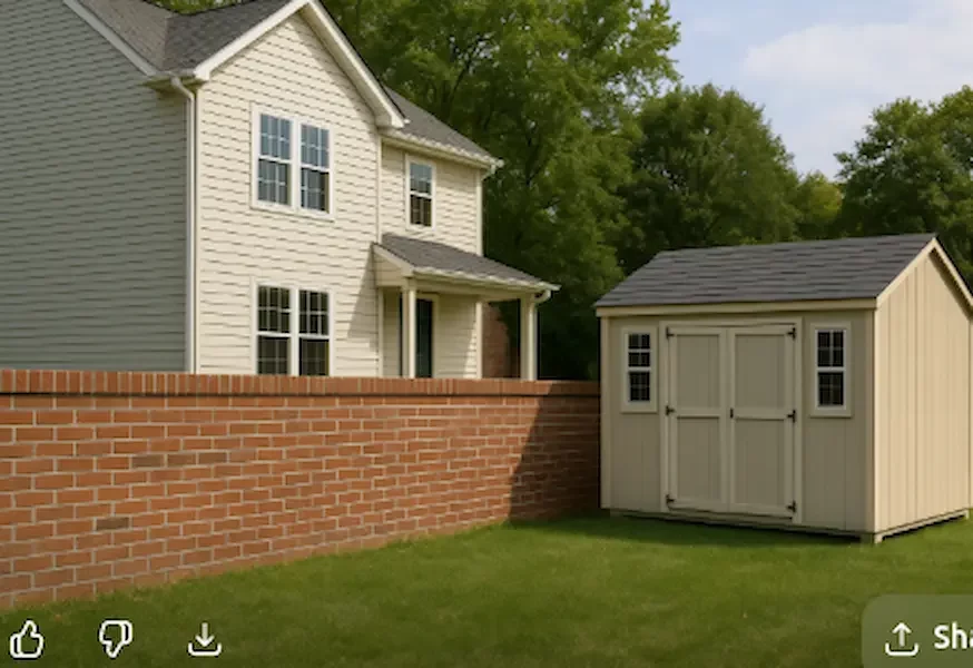 walls or buildings blocking access to shed location near Mauldin