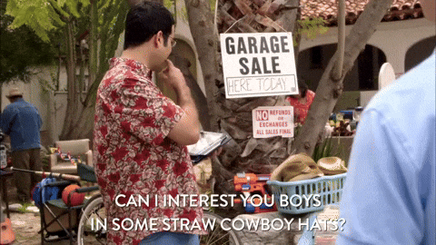 man doing yard sale
